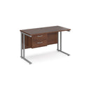 Maestro 25 Straight Desk 600mm Deep With Fixed 2 Drawer Pedestal & Cantilever Leg - NWOF