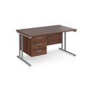 Maestro 25 Straight Desk 800mm Deep With Fixed 3 Drawer Pedestal & Cantilever Leg - NWOF