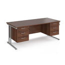 Maestro 25 Straight Desk 800mm Deep With Two Fixed 3 Drawer Pedestals - Cantilever Leg - NWOF