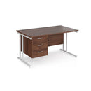 Maestro 25 Straight Desk 800mm Deep With Fixed 3 Drawer Pedestal & Cantilever Leg - NWOF