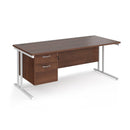 Maestro 25 Straight Desk 800mm Deep With Fixed 2 Drawer Pedestal & Cantilever Leg - NWOF