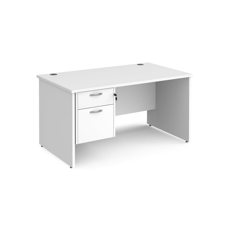 Maestro 25 Straight Desk 800mm Deep With Fixed 2 Drawer Pedestal & Panel End Leg - NWOF