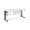 Maestro 25 Straight Desk 600mm Deep With Fixed 2 Drawer Pedestal & Cantilever Leg - NWOF