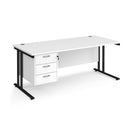 Maestro 25 Straight Desk 800mm Deep With Fixed 3 Drawer Pedestal & Cantilever Leg - NWOF