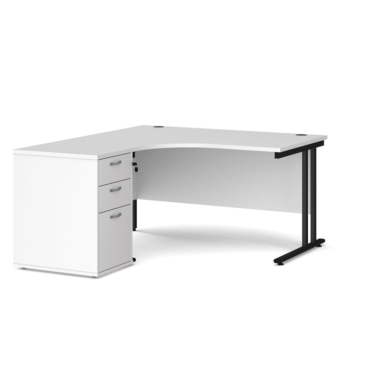 Maestro 25 Ergonomic Desk & Desk High Pedestal Bundle - 1400mm - NWOF