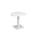 Brescia Circular Dining Table With Flat Square Base 800mm - White - NWOF