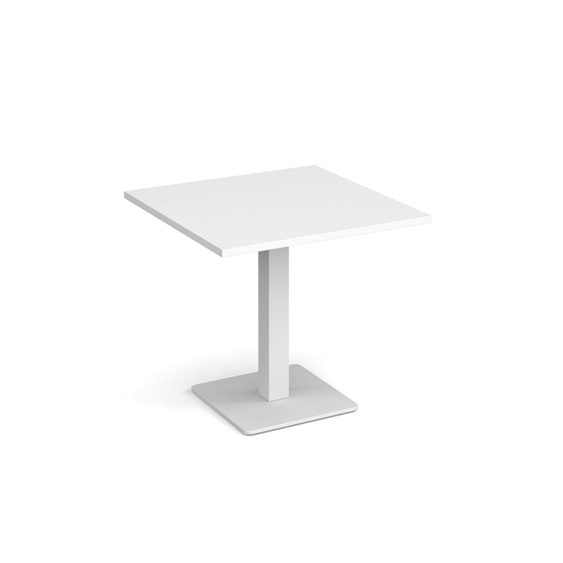 Brescia Square Dining Table With Flat Square Base 800mm - White - NWOF