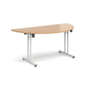 Semi Circular Folding Leg Table With Straight Foot Rails - Beech - NWOF