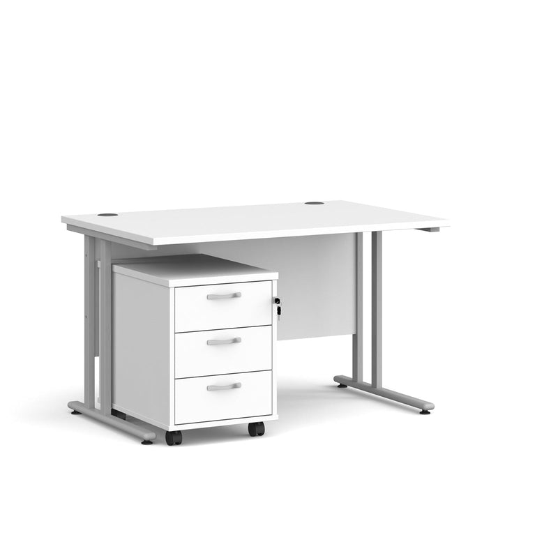 Maestro 25 Straight Desk & 3 Drawer Under Desk Pedestal Bundle - NWOF