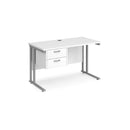 Maestro 25 Straight Desk 600mm Deep With Fixed 2 Drawer Pedestal & Cantilever Leg - NWOF