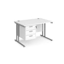 Maestro 25 Straight Desk 800mm Deep With Fixed 3 Drawer Pedestal & Cantilever Leg - NWOF