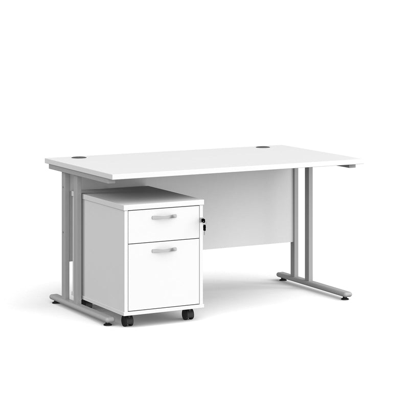 Maestro 25 Straight Desk & 2 Drawer Under Desk Pedestal Bundle - NWOF