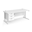 Maestro 25 Straight Desk 800mm Deep With Fixed 3 Drawer Pedestal & Cantilever Leg - NWOF