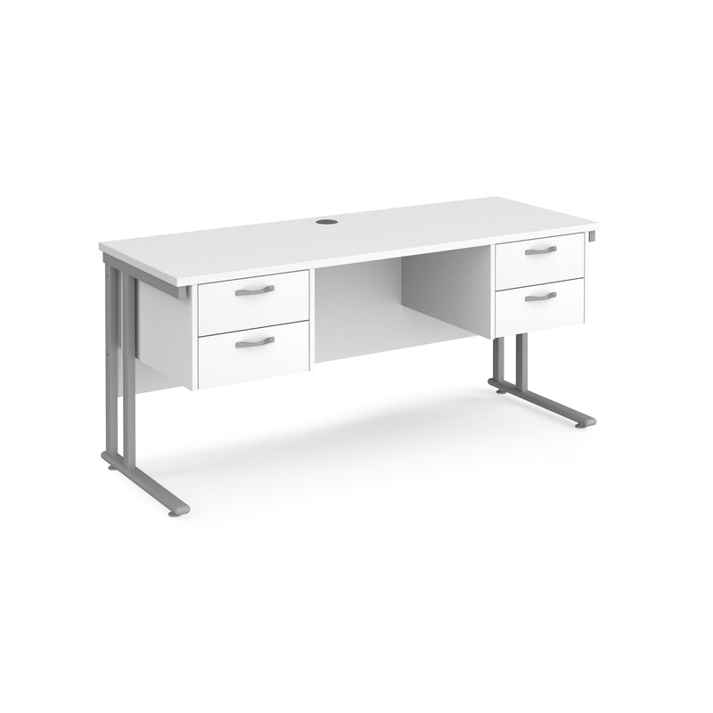 Maestro 25 Straight Desk 1600x600mm With Two Fixed 2 Drawer Pedestals & Cantilever Leg - NWOF