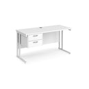 Maestro 25 Straight Desk 600mm Deep With Fixed 2 Drawer Pedestal & Cantilever Leg - NWOF