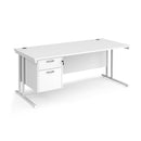 Maestro 25 Straight Desk 800mm Deep With Fixed 2 Drawer Pedestal & Cantilever Leg - NWOF