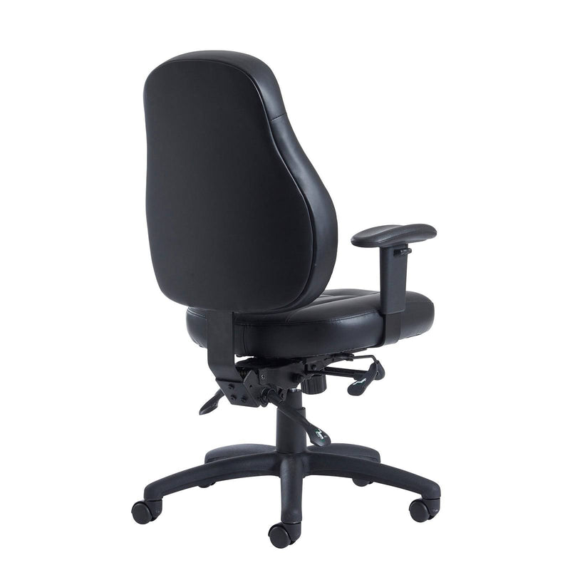 Zeus Medium Back 24hr Task Chair - Black Faux Leather - NWOF