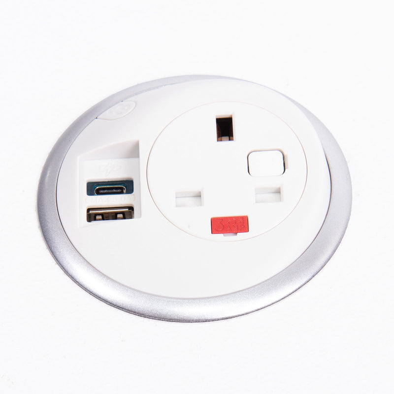 Pixel In-Surface Power Module 1 x UK Socket & 1 x TUF (A&C Connectors) USB Charger - NWOF