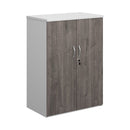 Duo Double Door Cupboard - White/Grey Oak - NWOF