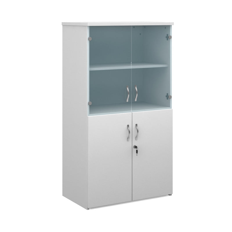 Duo Combination Unit With Glass Upper Doors - White - NWOF