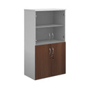 Duo Combination Unit With Glass Upper Doors - White/Walnut - NWOF
