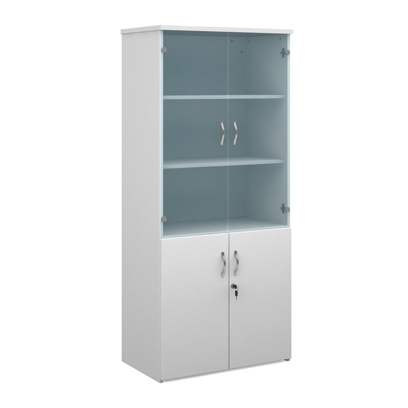 Duo Combination Unit With Glass Upper Doors - White - NWOF