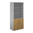 Duo Combination Unit With Glass Upper Doors - White/Oak - NWOF
