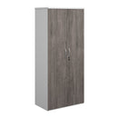 Duo Double Door Cupboard - White/Grey Oak - NWOF