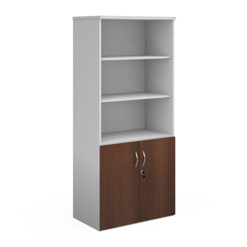 Duo Combination Unit With Open Top - White/Walnut - NWOF
