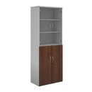 Duo Combination Unit With Glass Upper Doors - White/Walnut - NWOF