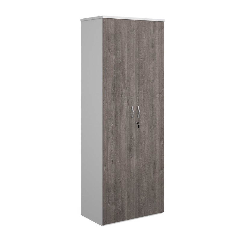 Duo Double Door Cupboard - White/Grey Oak - NWOF