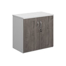 Duo Double Door Cupboard - White/Grey Oak - NWOF