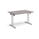 Rectangular Folding Leg Table With Straight Foot Rails - Grey Oak - NWOF