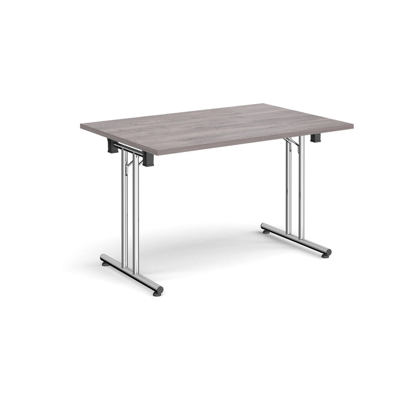 Rectangular Folding Leg Table With Straight Foot Rails - Grey Oak - NWOF