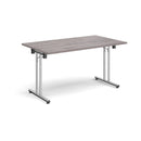 Rectangular Folding Leg Table With Straight Foot Rails - Grey Oak - NWOF