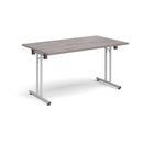 Rectangular Folding Leg Table With Straight Foot Rails - Grey Oak - NWOF