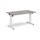 Rectangular Folding Leg Table With Straight Foot Rails - Grey Oak - NWOF