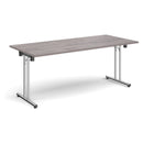 Rectangular Folding Leg Table With Straight Foot Rails - Grey Oak - NWOF