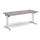 Rectangular Folding Leg Table With Straight Foot Rails - Grey Oak - NWOF