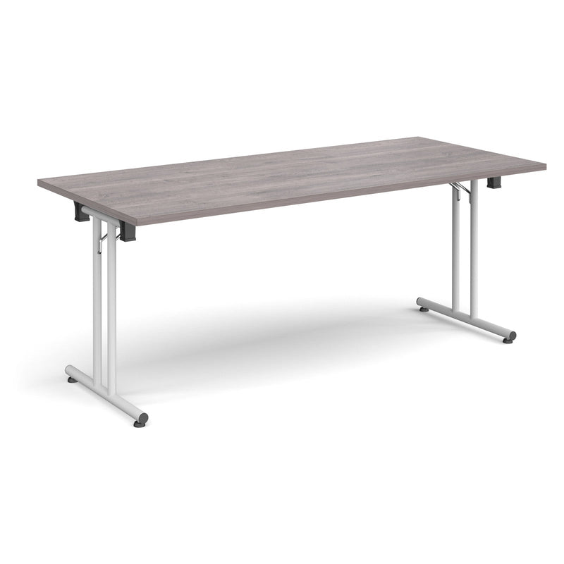 Rectangular Folding Leg Table With Straight Foot Rails - Grey Oak - NWOF