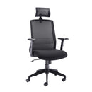 Denali High Back Chair with Headrest - Black Mesh - NWOF
